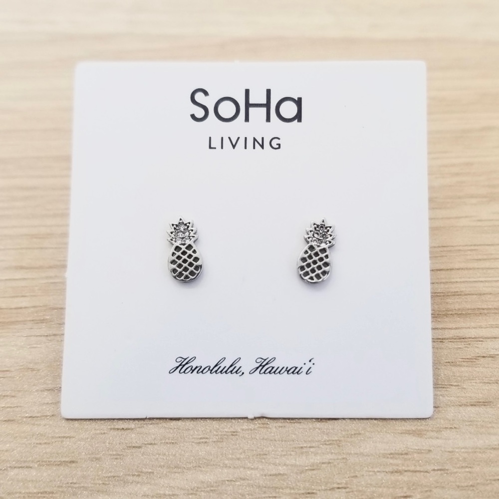 Silver Pineapple Hook Earrings
